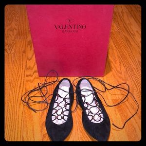 ⭐️Sale! Valentino rockstud lace up flats⭐️